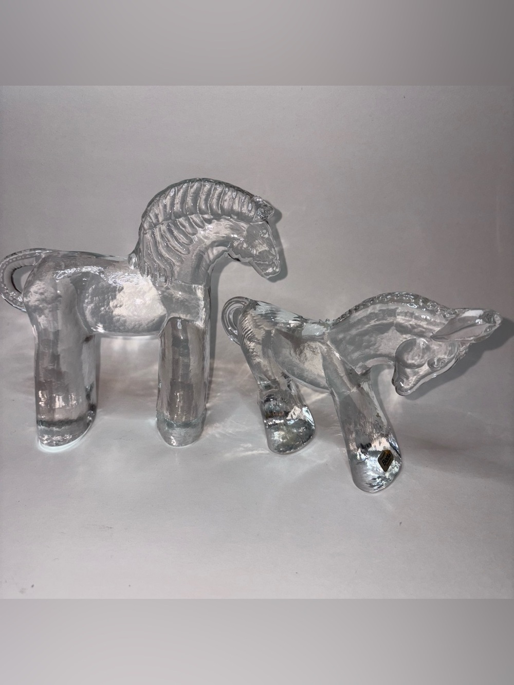 Kosta Boda Zoo Noah Art Glass Donkey & Horse Figurines Bertil Vallien Sweden